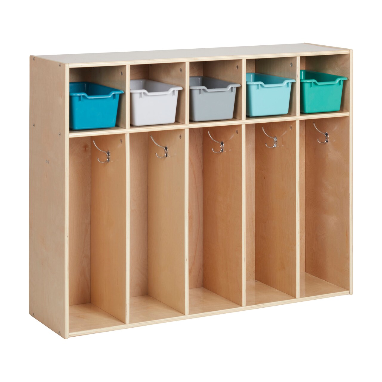 Streamline 5-Section Toddler Coat Locker and 5 Scoop Front Bins